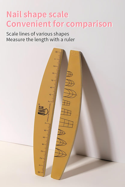 Washable Double-Sided Nail File Set 100/180 Grit – 2 Pack, Reusable Wooden Emery Boards & Curved Ruler Buffer
