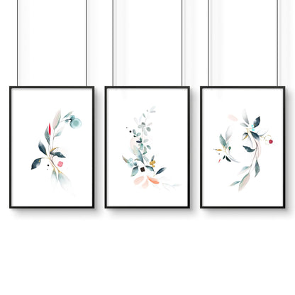 Bathroom wall decor UK | Set of 3 Botanical art prints