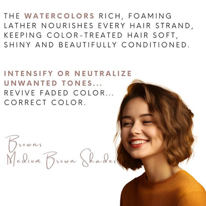 Watercolors Color Depositing Shampoo Cocoa – 8.5 oz | 3-in-1 Color Refresh, Cleanse & Condition