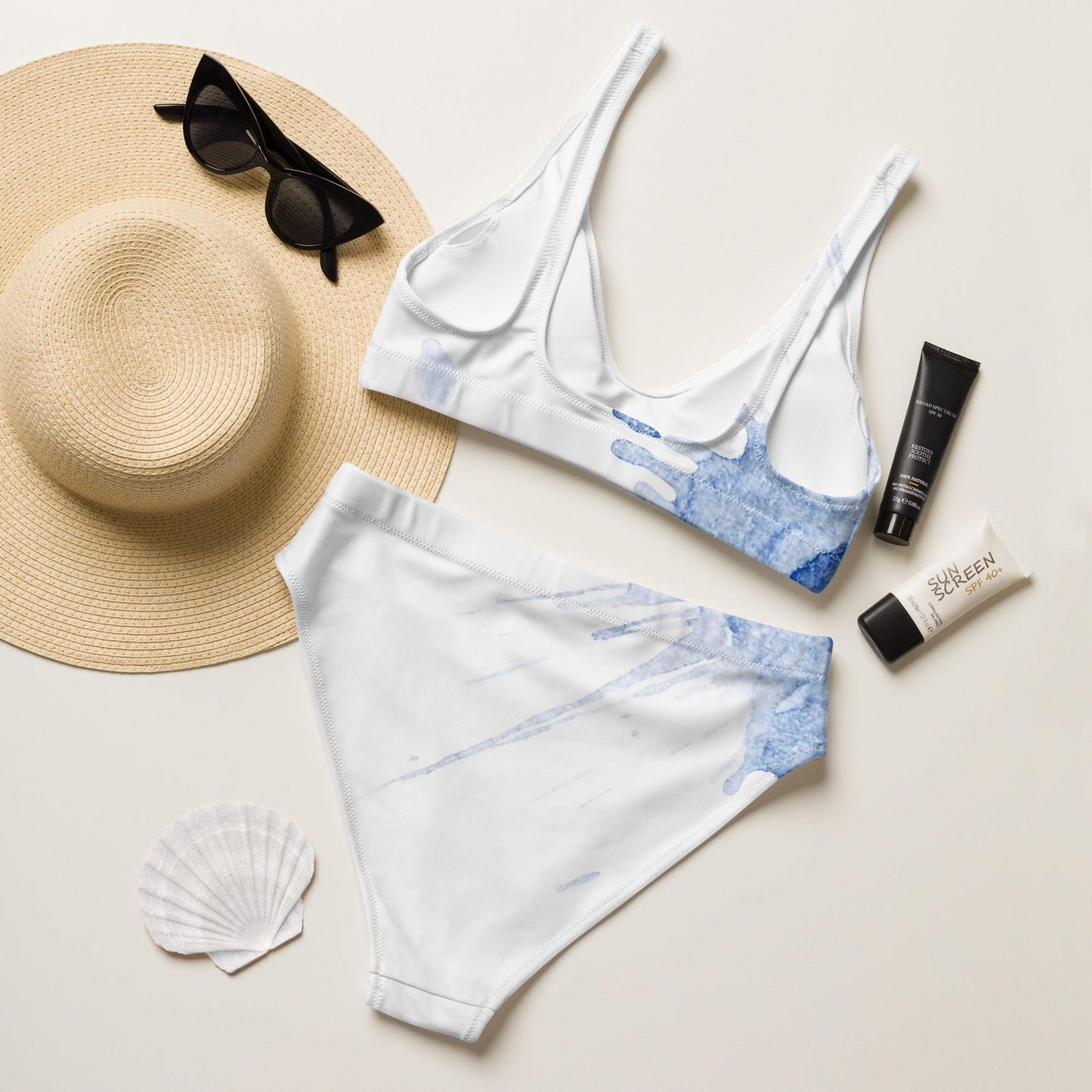 Watercolour Blue Splash - Womens Two-Piece Bikini
