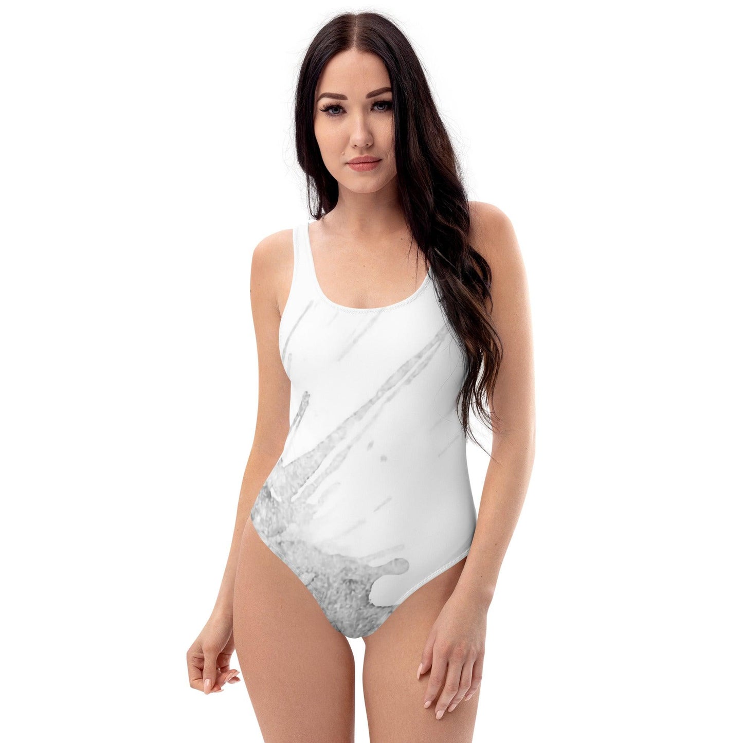 Watercolour Grey Splash - Womens One-Piece Swimsuit