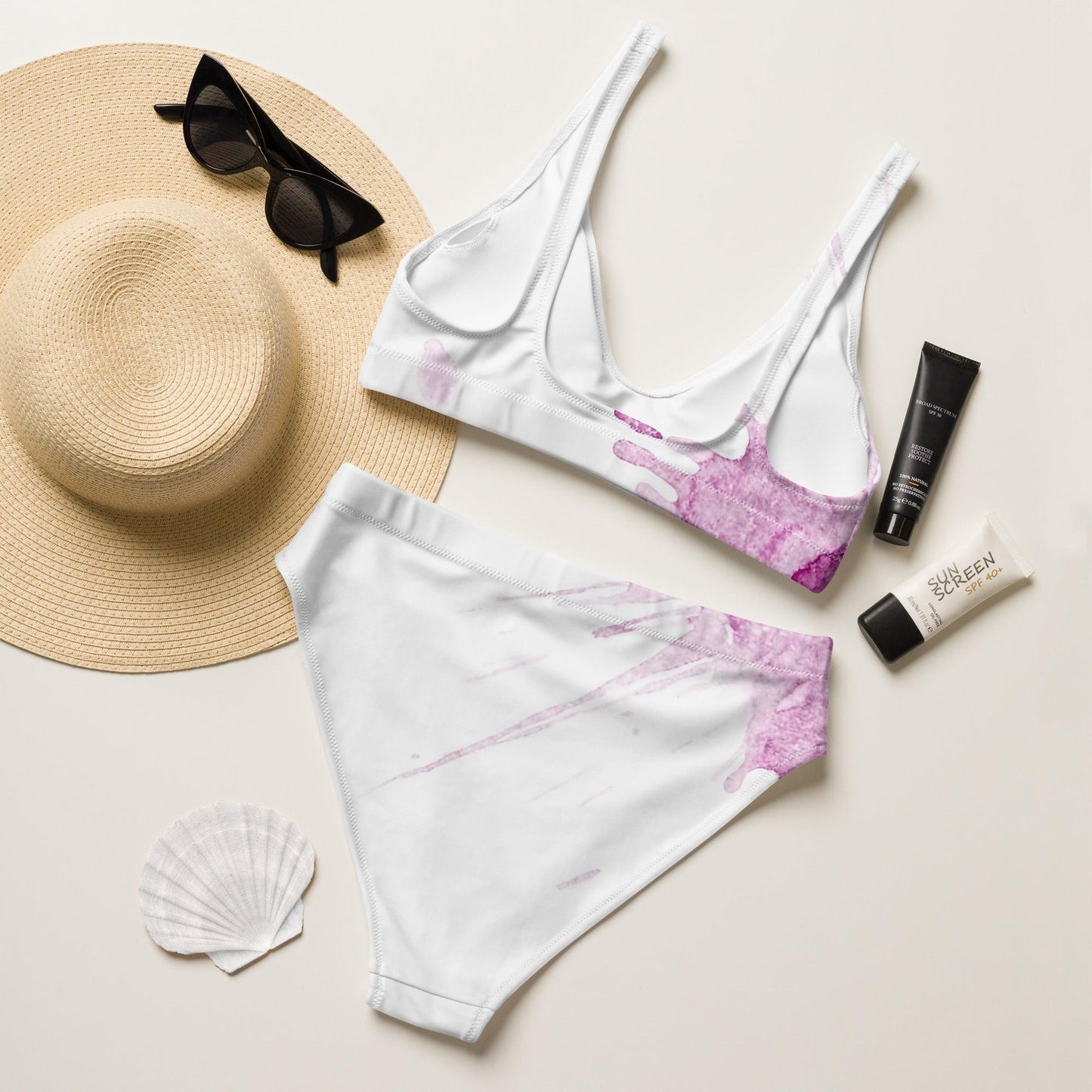 Watercolour Pink Splash - Womens Two-Piece Bikini