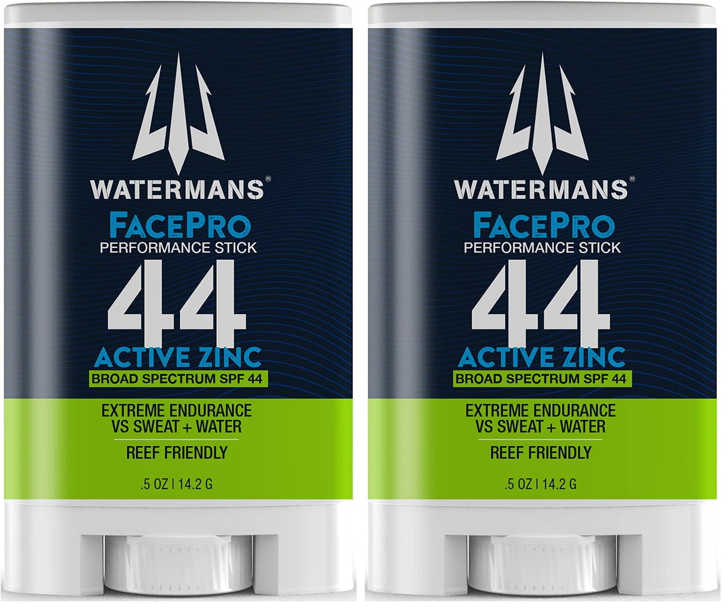 WATERMAN'S FacePro SPF 44 Mineral Sunscreen Stick – Reef Safe, Broad Spectrum (Pack of 2)
