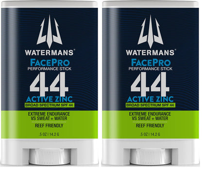 WATERMAN'S FacePro SPF 44 Mineral Sunscreen Stick – Reef Safe, Broad Spectrum (Pack of 2)