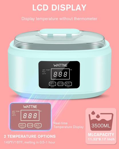 Wattne Paraffin Wax Machine for Hands & Feet | Auto-Heat & Keep-Warm Kit (Green)
