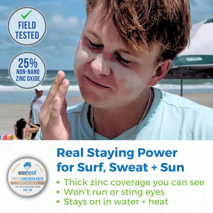 Waxhead Tinted Zinc Oxide Surf Sunscreen SPF 30 for Face | 4-Ingredient Reef-Safe Zinc Paste (2oz Tin)