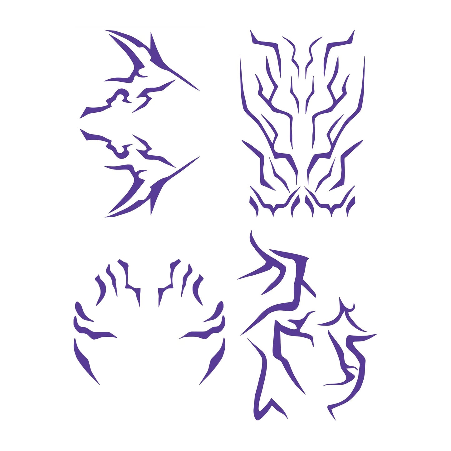 Waxkure Anime Purple Temporary Tattoos for Cosplay, Dance & Halloween – 9-Design Set