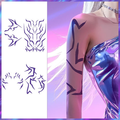 Waxkure Anime Purple Temporary Tattoos for Cosplay, Dance & Halloween – 9-Design Set