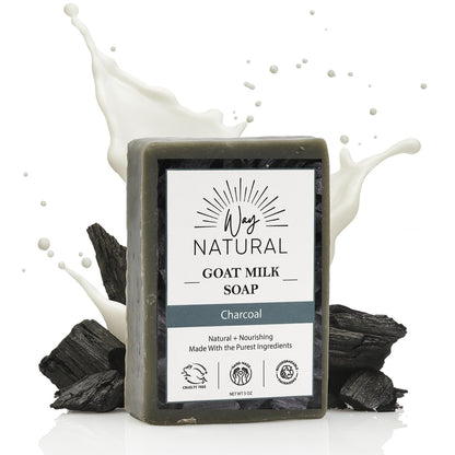 Way Natural Activated Charcoal Soap Bar with Goat Milk – Handmade 5oz, No Dyes