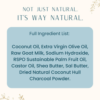 Way Natural Activated Charcoal Soap Bar with Goat Milk – Handmade 5oz, No Dyes