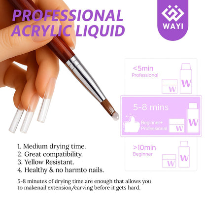 WAYI Professional Acrylic Nail Kit – 58ml Monomer, 4 Powders, 500 French Tips | Home Salon Quality