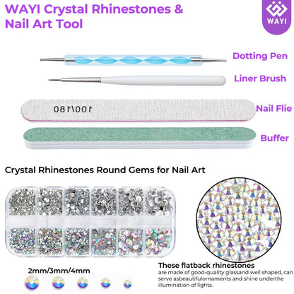 WAYI Acrylic Nail Kit: 58ml Monomer, 4 Powder Colors, Tips & Tools