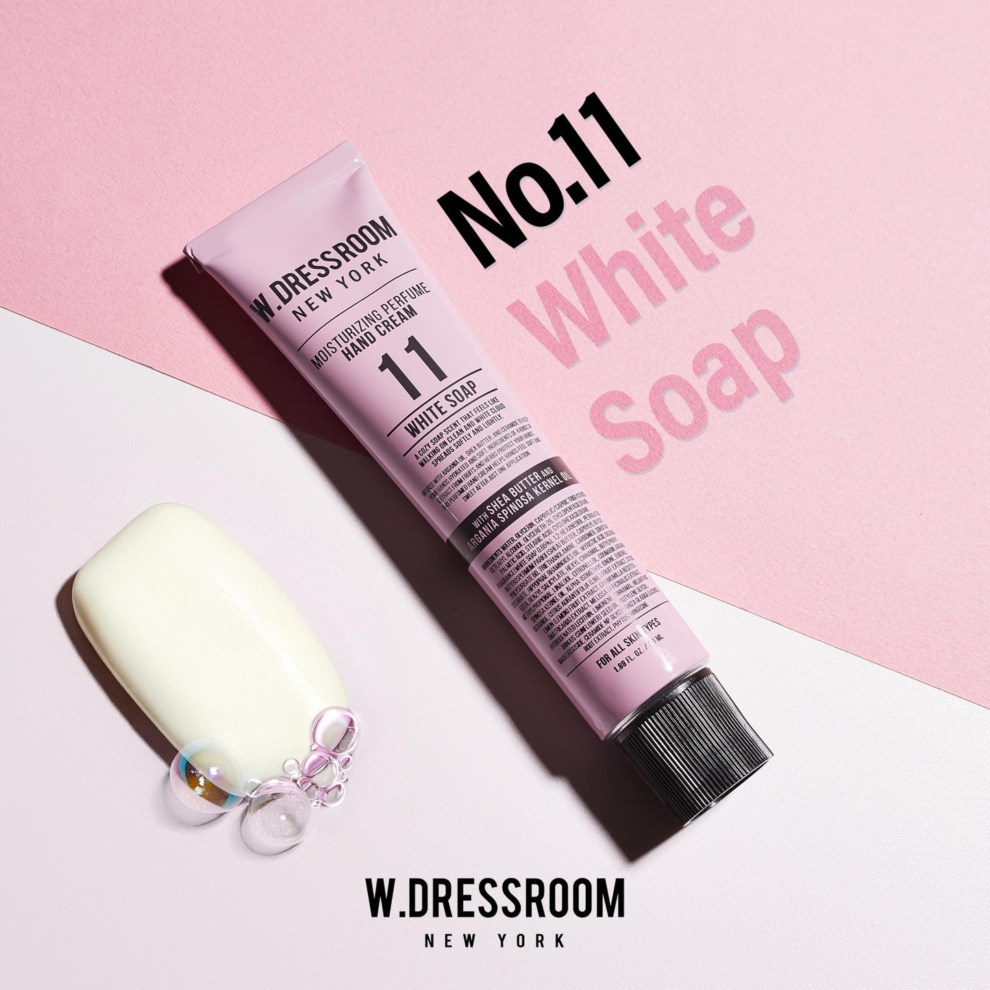 W.Dressroom Moisturizing Hand Cream — Non-Greasy, Quick-Absorbing, Travel Size 50 ml (No.11 White Soap Scent)