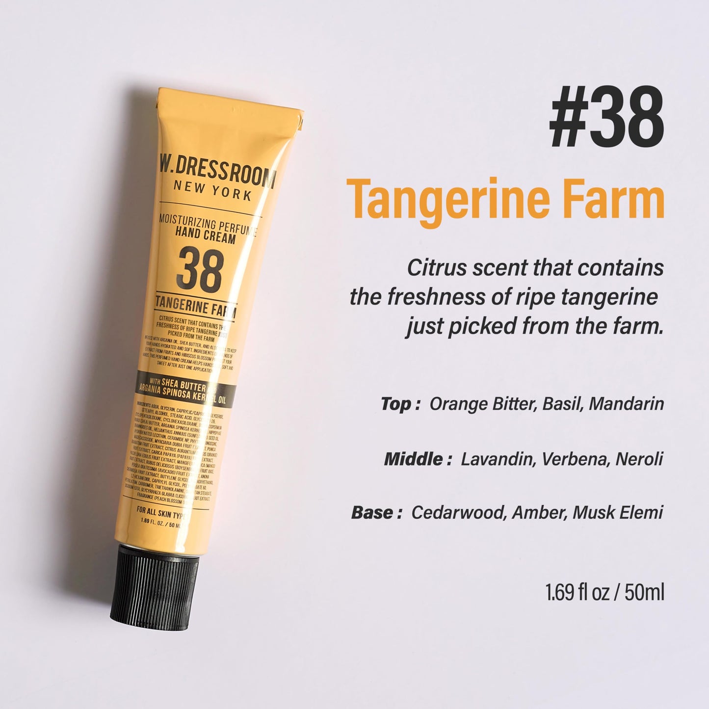 W.Dressroom Moisturizing Hand Cream – Non-Greasy, Quick-Absorbing Korean Hand Lotion, Travel Size 1.69 fl oz (50 ml) Tangerine Farm