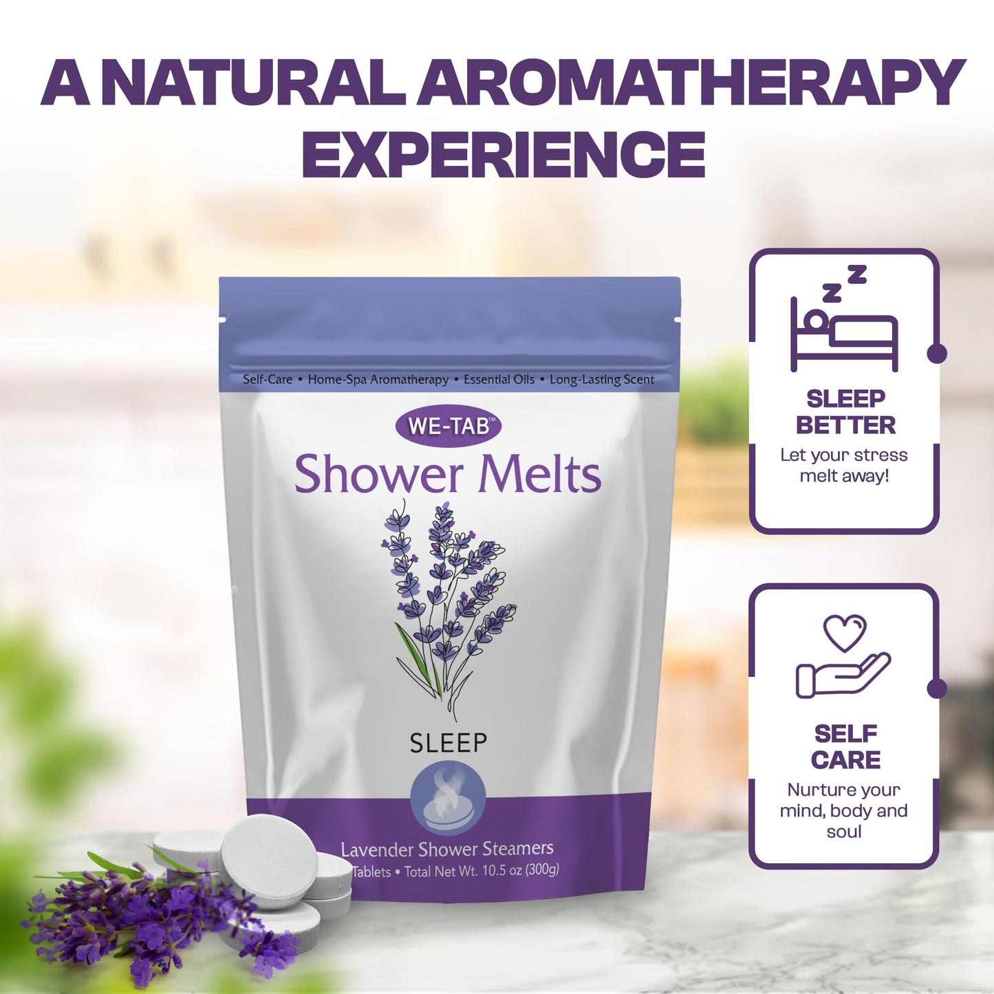 We-Tab Shower Steamers 10-Pack – Lavender Aromatherapy for Relaxation & Self-Care