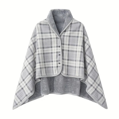 Wearable Flannel Blanket Shawl – Soft Fleece Wrap for Home & Office