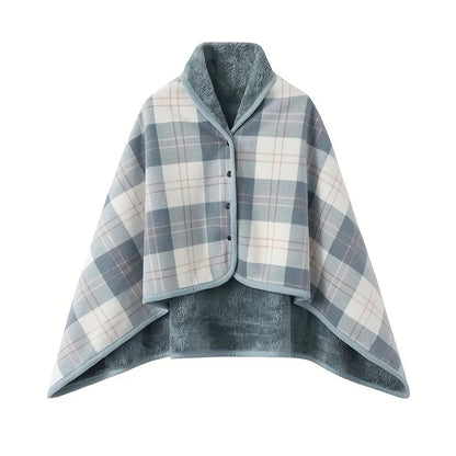 Wearable Flannel Blanket Shawl – Soft Fleece Wrap for Home & Office