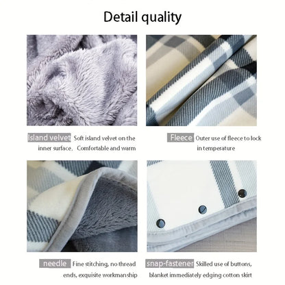 Wearable Flannel Blanket Shawl – Soft Fleece Wrap for Home & Office