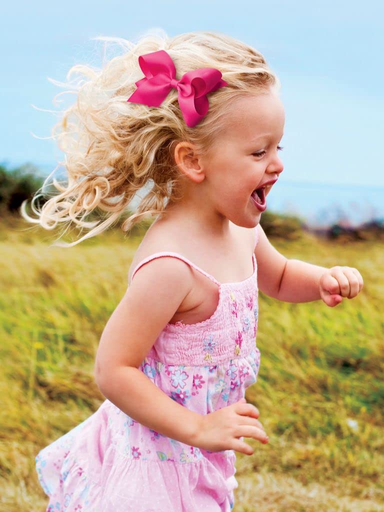 Wee Ones Girls' Classic Velvet Hair Bow on WeeStay No-Slip Clip - Small, Cardinal