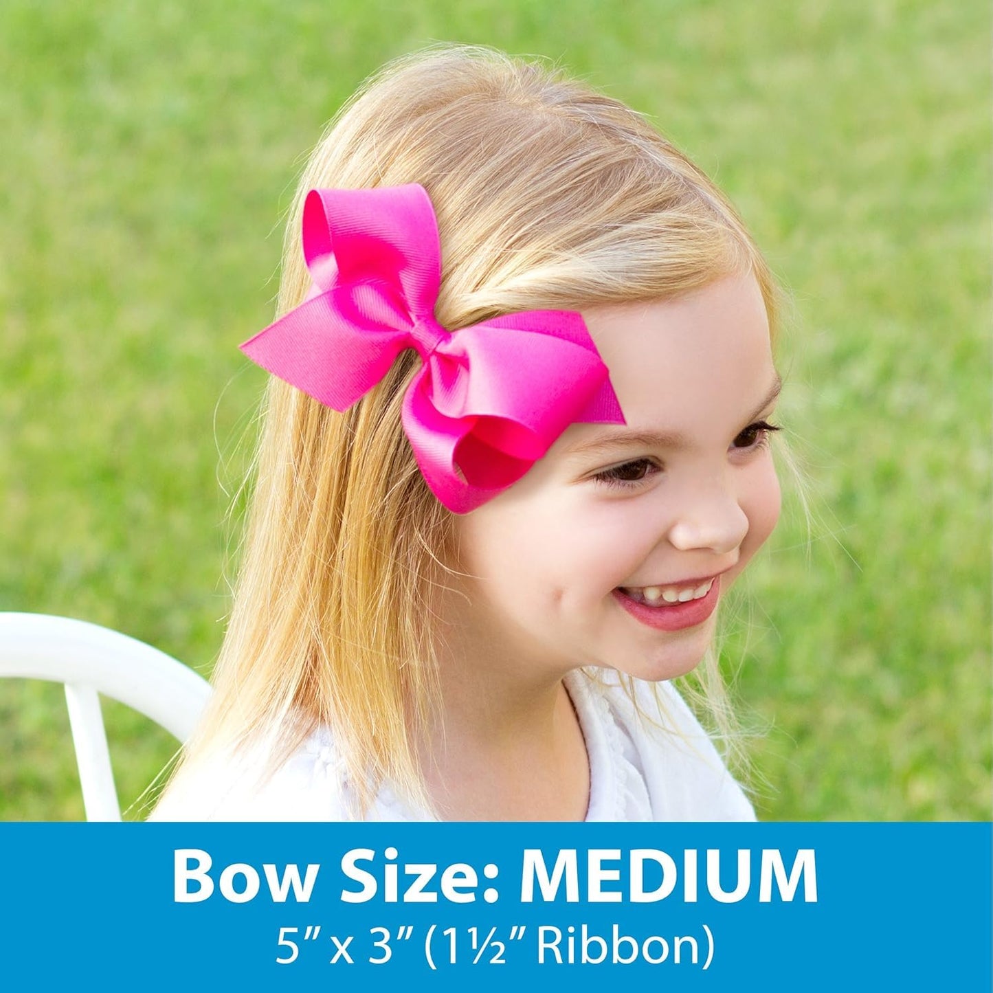 Wee Ones Girls' Grosgrain Hair Bow with Moonstitch Edge and Birthday Embroidery on WeeStay No-Slip Clip, Medium, Cake Stitch