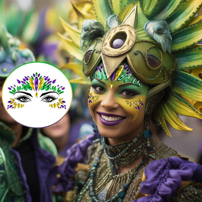 Wehhbtye 8-Set Mardi Gras Face Jewels – Self-Adhesive Glitter Eye Gems