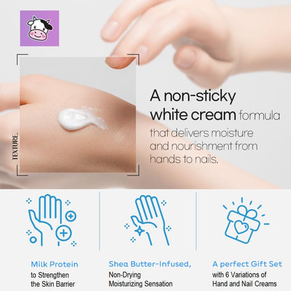 KWAILNARA Milk Hand & Nail Cream Gift Set (6-Pack) – Korean Hand Cream Variety by WELCOS | Strawberry, Peach, Honey, Vitamin, Hyaluronic, Collagen