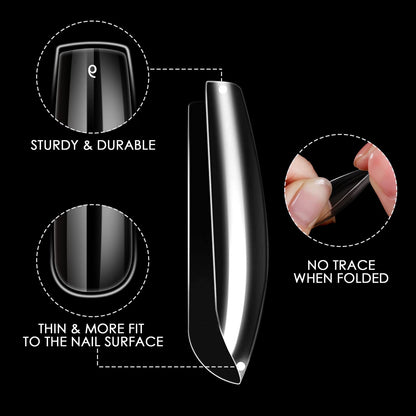 Wellquinn Short Square Nail Tips – 360pcs Full-Cover Gel Extensions for DIY French Manicure