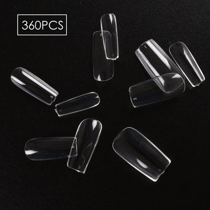 Wellquinn Short Square Nail Tips – 360pcs Full-Cover Gel Extensions for DIY French Manicure