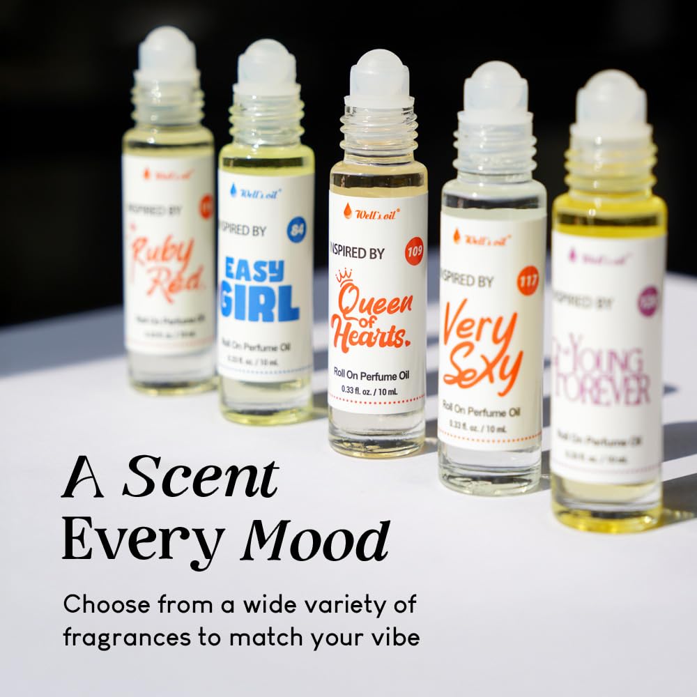 Well's Oil Roll-On Perfume Oil Flower Bom – Long-Lasting, Paraben-Free, 0.33 Fl Oz / 10 ml