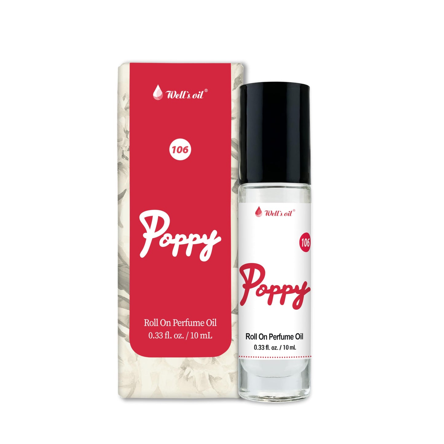 Well's Oil Roll-On Perfume Oil (Poppy) – Long-Lasting Fragrance, Paraben-Free, 10 ml