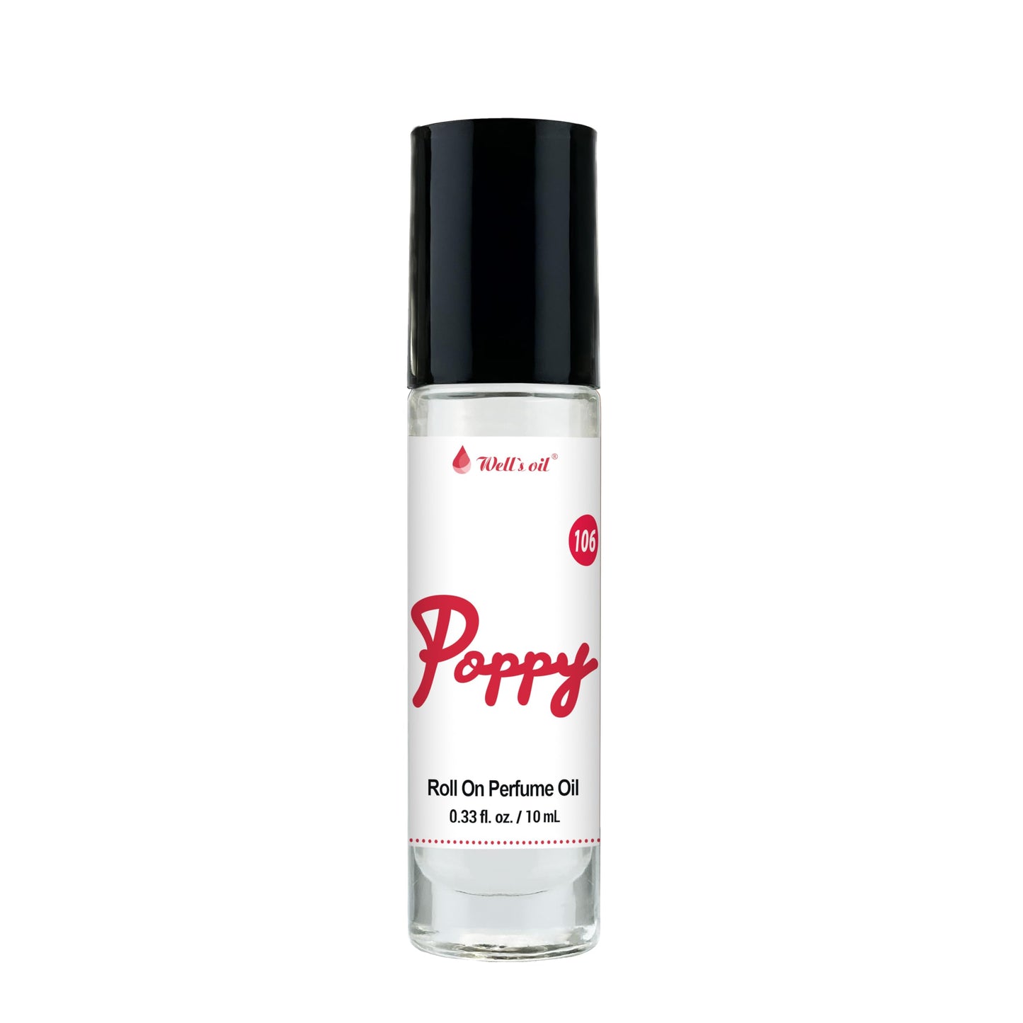 Well's Oil Roll-On Perfume Oil (Poppy) – Long-Lasting Fragrance, Paraben-Free, 10 ml