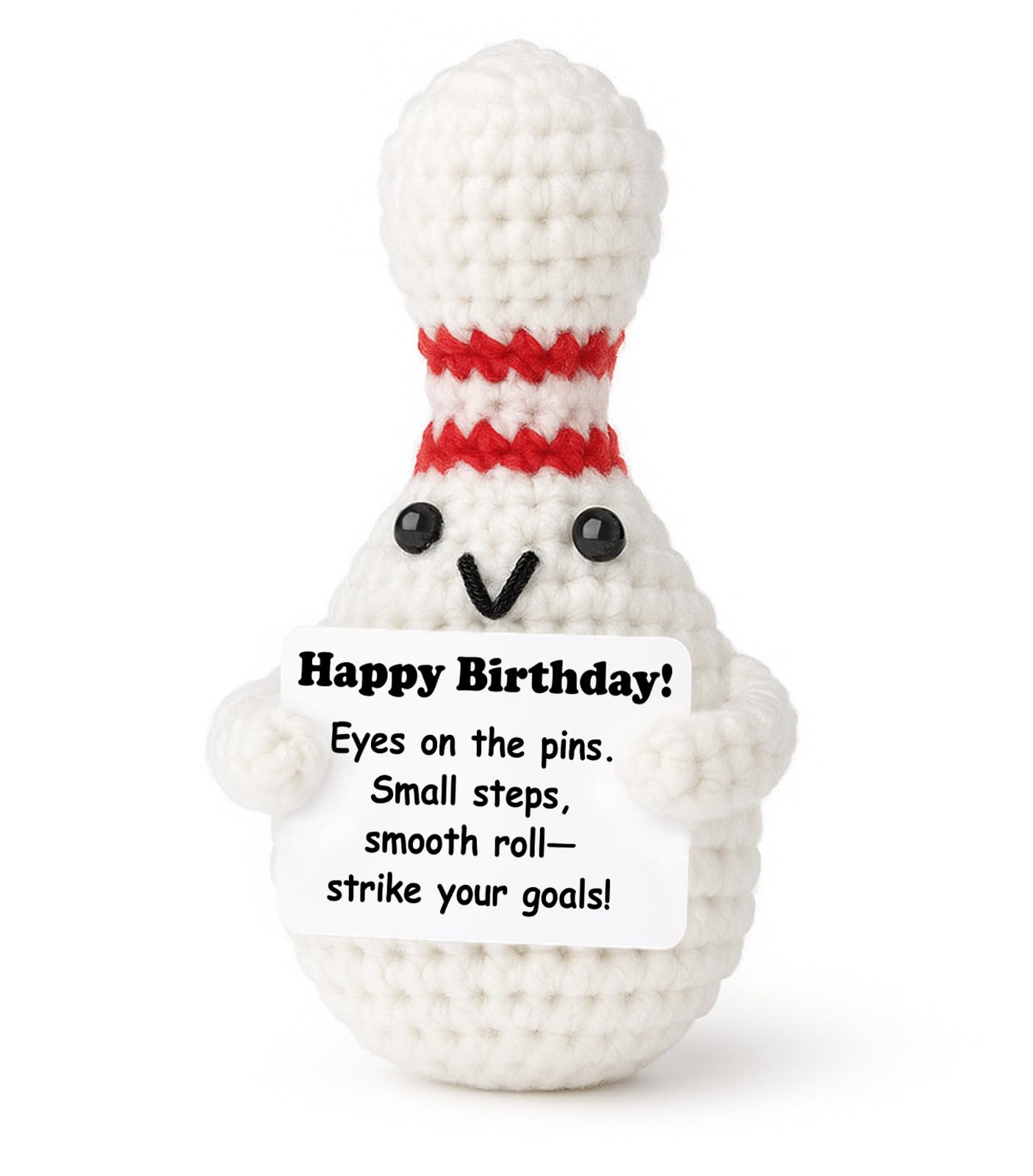 Weming Bowler Birthday Gift – Mini Crochet Bowling Ball Plush (4-inch) with Positive Sign