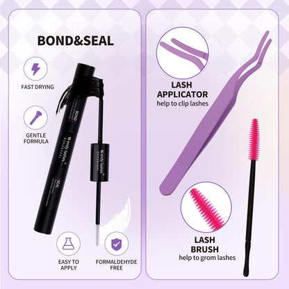 Wendy Lashes Lash Clusters Kit – DIY Home Extensions, Ultra-light, Natural Look, 12-16mm C Curl