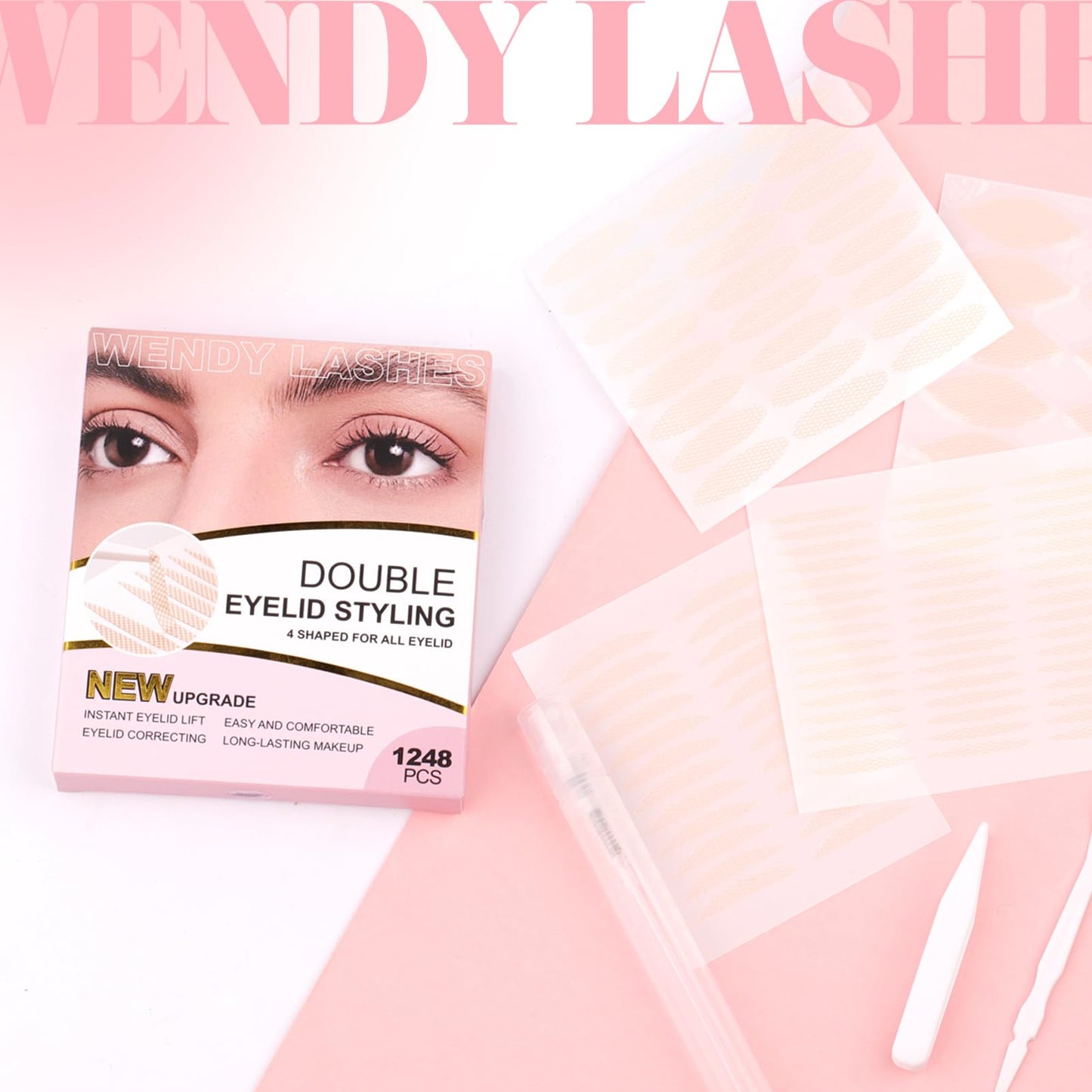 Wendy Lashes 1248-Pcs Invisible Double Eyelid Tapes – Waterproof Lifter Strips