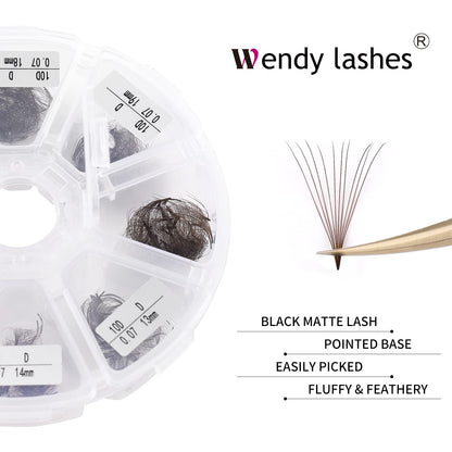 Wendy Lashes Premade 10D Mixed Volume Fans 0.07mm C/D Curl – 500PCS, Handmade