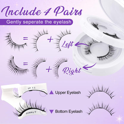 Wendy Lashes: 4-Pairs Reusable Magnetic Eyelashes with Applicator – Natural Look
