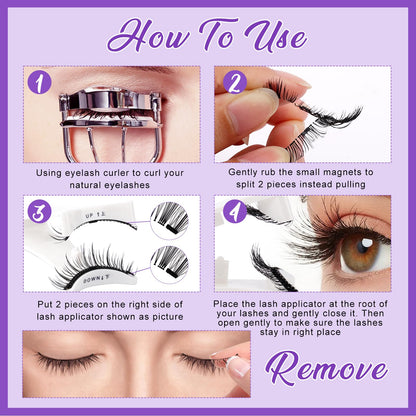 Wendy Lashes: 4-Pairs Reusable Magnetic Eyelashes with Applicator – Natural Look
