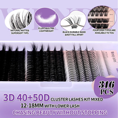 Wendy Lashes Lash Clusters with Bottom Lashes – 40/50D C/D Curl 12–18mm