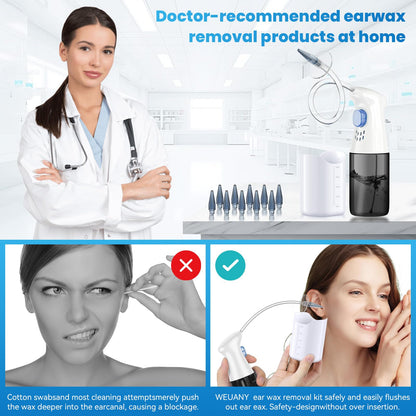 WEUANY Ear Wax Removal Kit – Safe At-Home Ear Irrigation with Five-Hole & One-Hole Nozzles