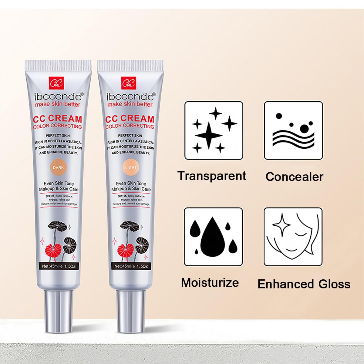WFWJ Color Correcting CC Cream SPF25 – Light Full-Coverage Foundation with Hydrating Serum (45 ml)
