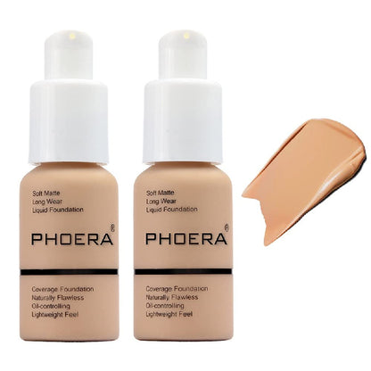 WFWJ Phoera Foundation 2 Pack Buff Beige – Full Coverage Matte Foundation with Oil Control