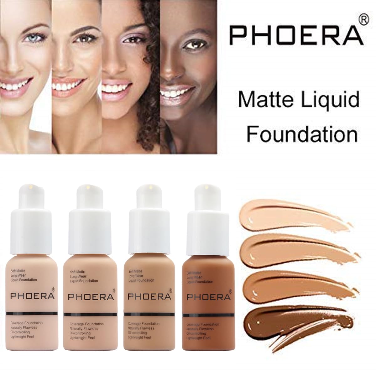 WFWJ Phoera Foundation 2 Pack Buff Beige – Full Coverage Matte Foundation with Oil Control