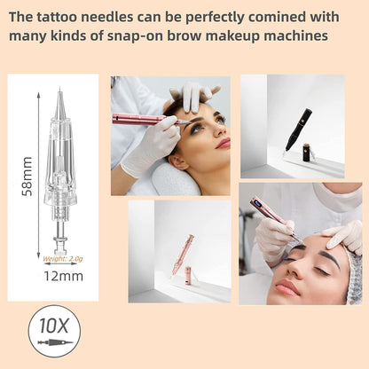 Whalrace PMU Needles 10 Pcs – Safe Disposable 1P/1R Microblading Needles & 1RL Shading for Brows, Eyeliner, Lip Tinting