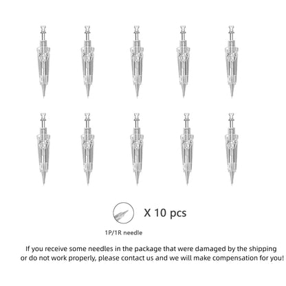 Whalrace PMU Needles 10 Pcs – Safe Disposable 1P/1R Microblading Needles & 1RL Shading for Brows, Eyeliner, Lip Tinting