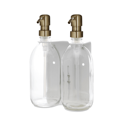 White Double Wall Mounted Soap Dispenser