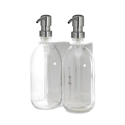 White Double Wall Mounted Soap Dispenser