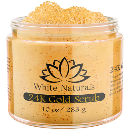 White Naturals 24K Gold Body Scrub – Exfoliating Sugar Scrub for Radiant Skin