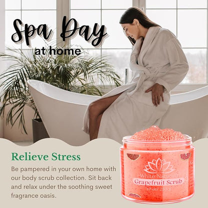 White Naturals Organic Grapefruit Salt Scrub – Exfoliate, Hydrate & Glow