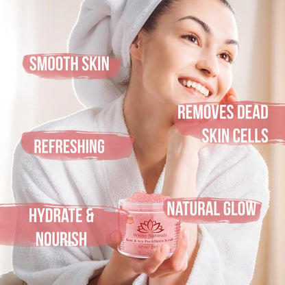 White Naturals Organic Rose & Sea Buckthorn Scrub | Exfoliating Face & Body Care