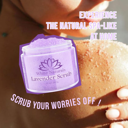 White Naturals Lavender Oil Body Scrub – Organic Exfoliator, 12oz